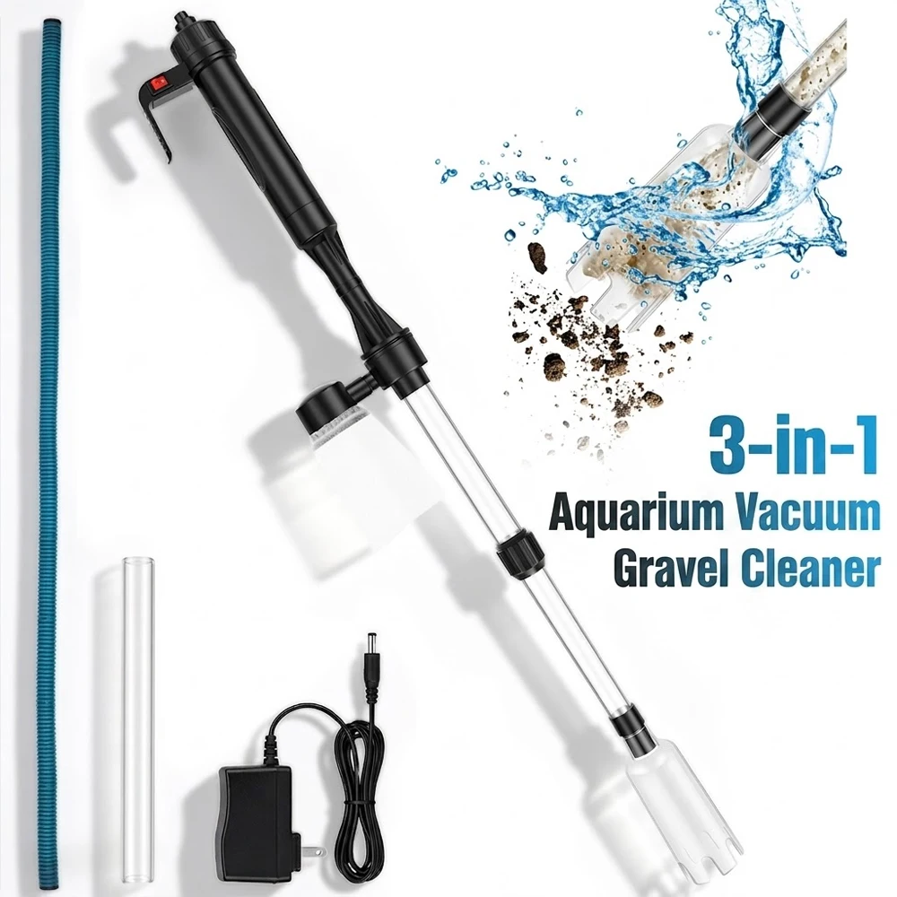 Aquarium Fish Maintenance - Aquariumstofzuiger grindreiniger 3-in-1 visbakstofzuiger met waterverversing,