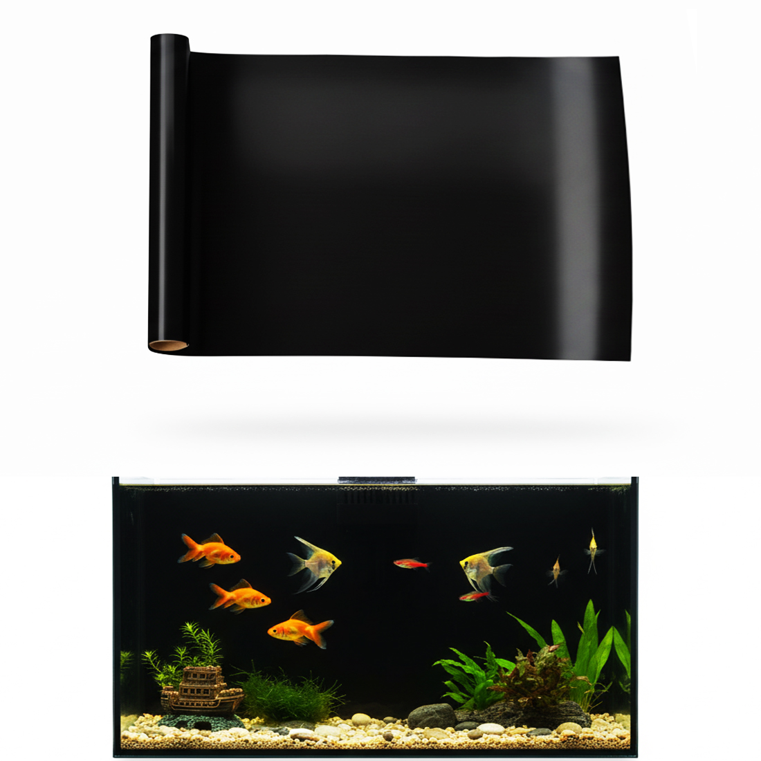 Aquarium Fish Black - Aquariumachtergrond Statisch klevende zwart-witte achtergrond voor