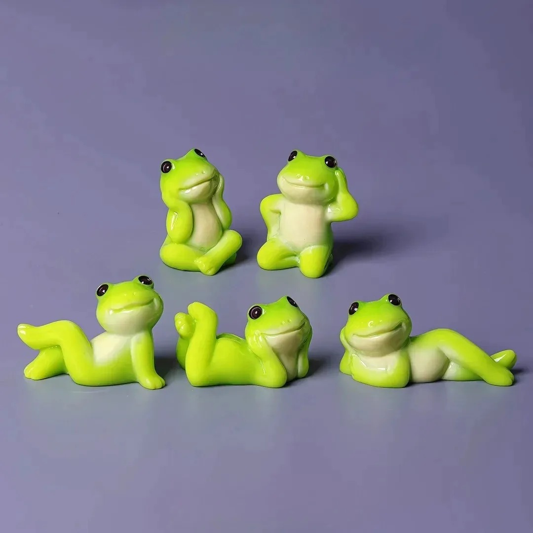 Aquarium Fish Cartoon - 6 stuks schattige mini-cartoonkikkerfiguren, grappige ornamenten