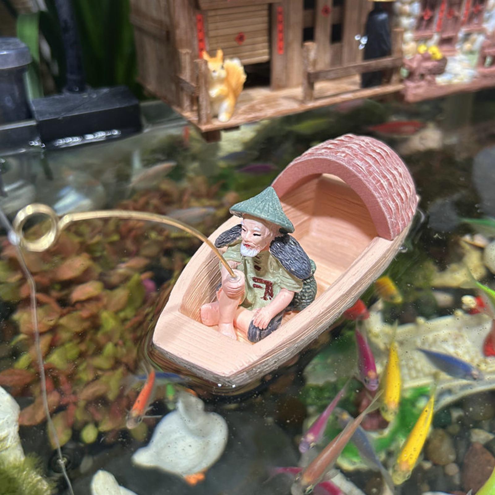 Aquarium Fish Cartoon - Harsen drijvende vissersboot ornament mini scène