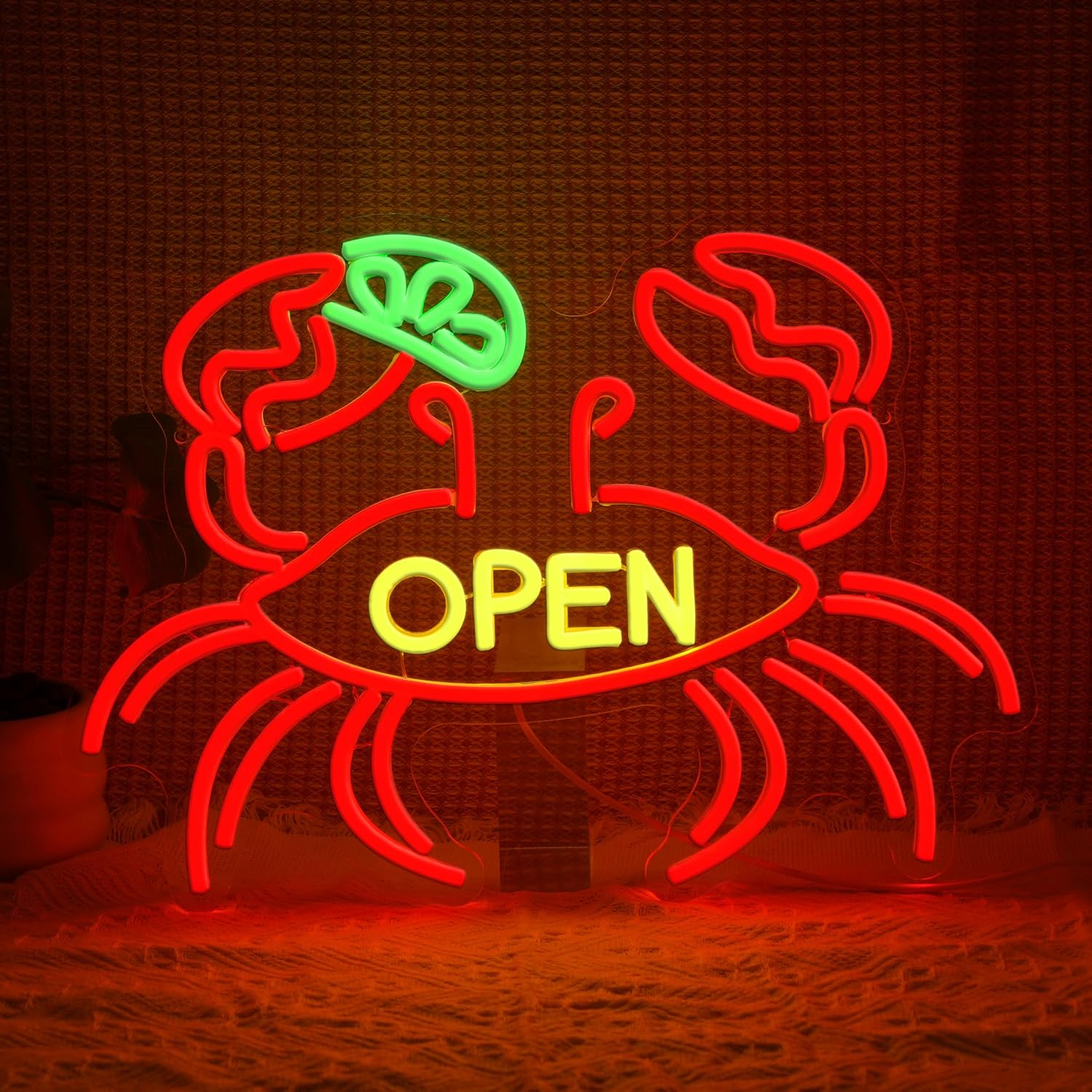Aquarium Fish Market - Crab Open Neon Sign USB-aangedreven LED-lamp